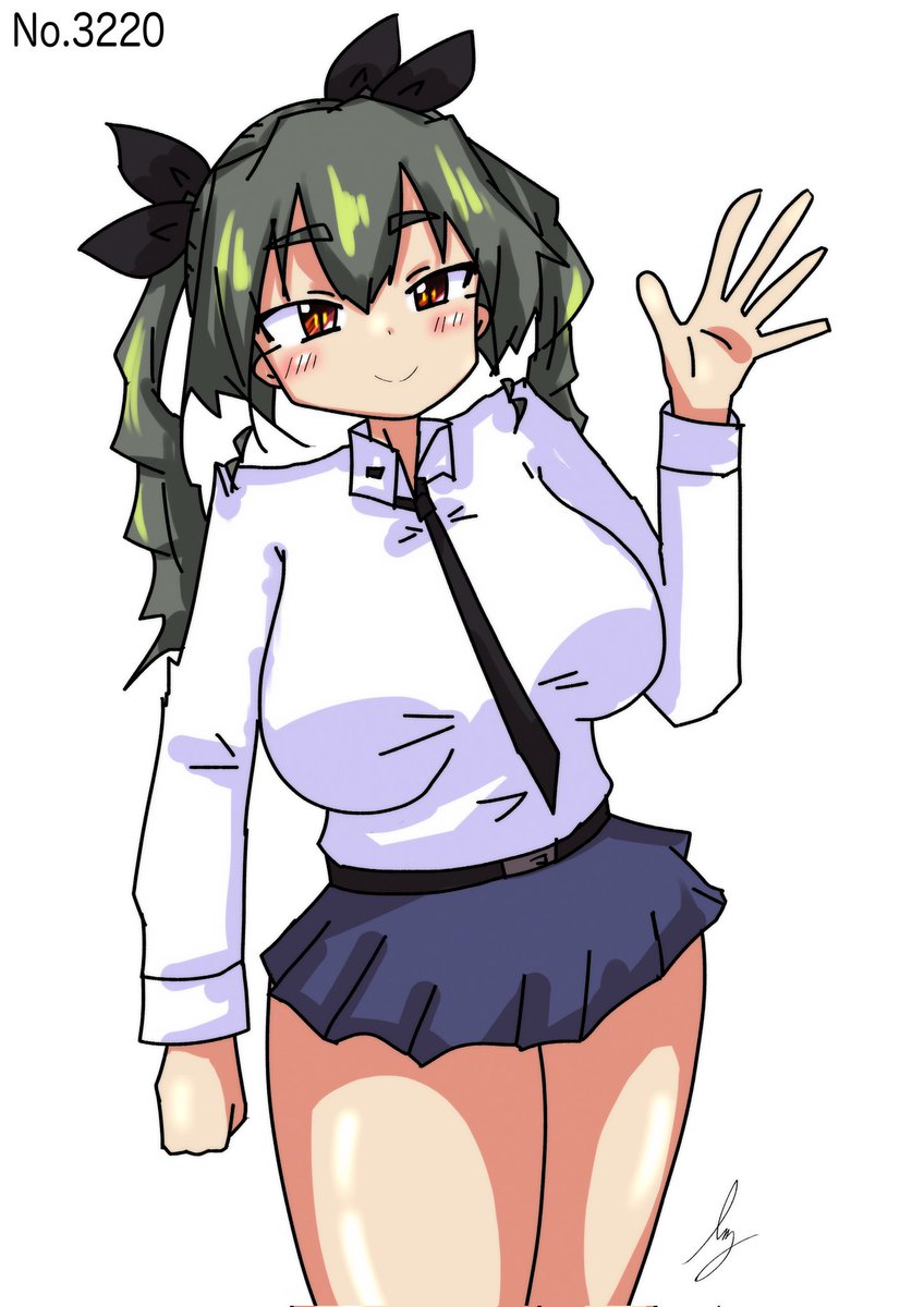 アンチョビ(ガルパン) 「[やぁアンチョビ]#1日1ドゥーチェ 」|真スベラーbot(bmg)🥐のイラスト