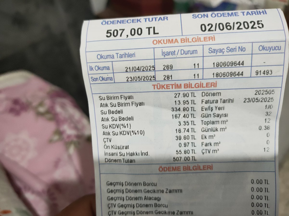 Alın size bedava şu faturası!
167 atık su bedeli nediy ya? 
Hani şu insanı bir ihtiyaçtı?