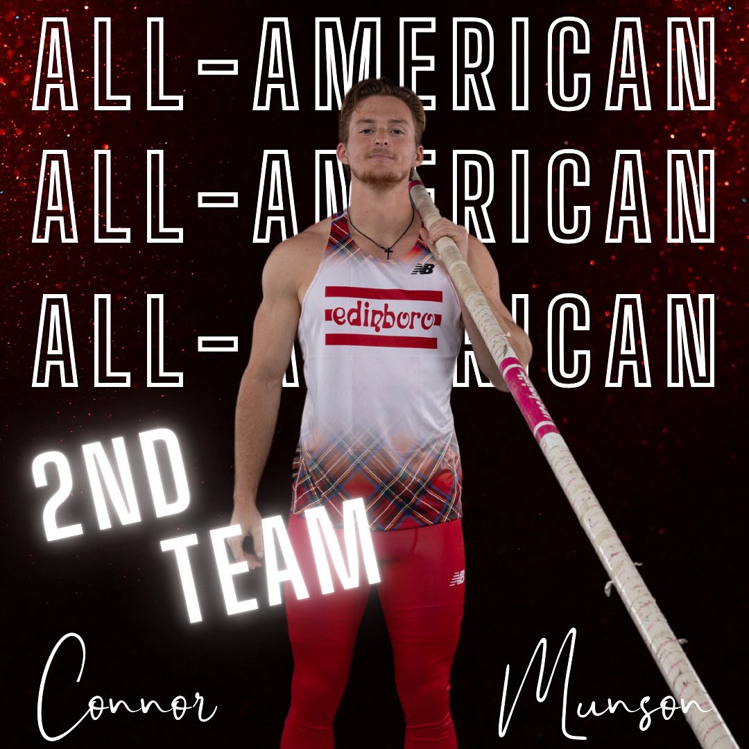 🚨ALL-AMERICAN🚨

Connor Munson placed 11th in the Decathlon to secure 2nd team All-American! 

The highlight of his decathlon was breaking our school record 3 times in the pole vault! 
4.80m✅-&gt;4.90m✅-&gt;5.00m✅