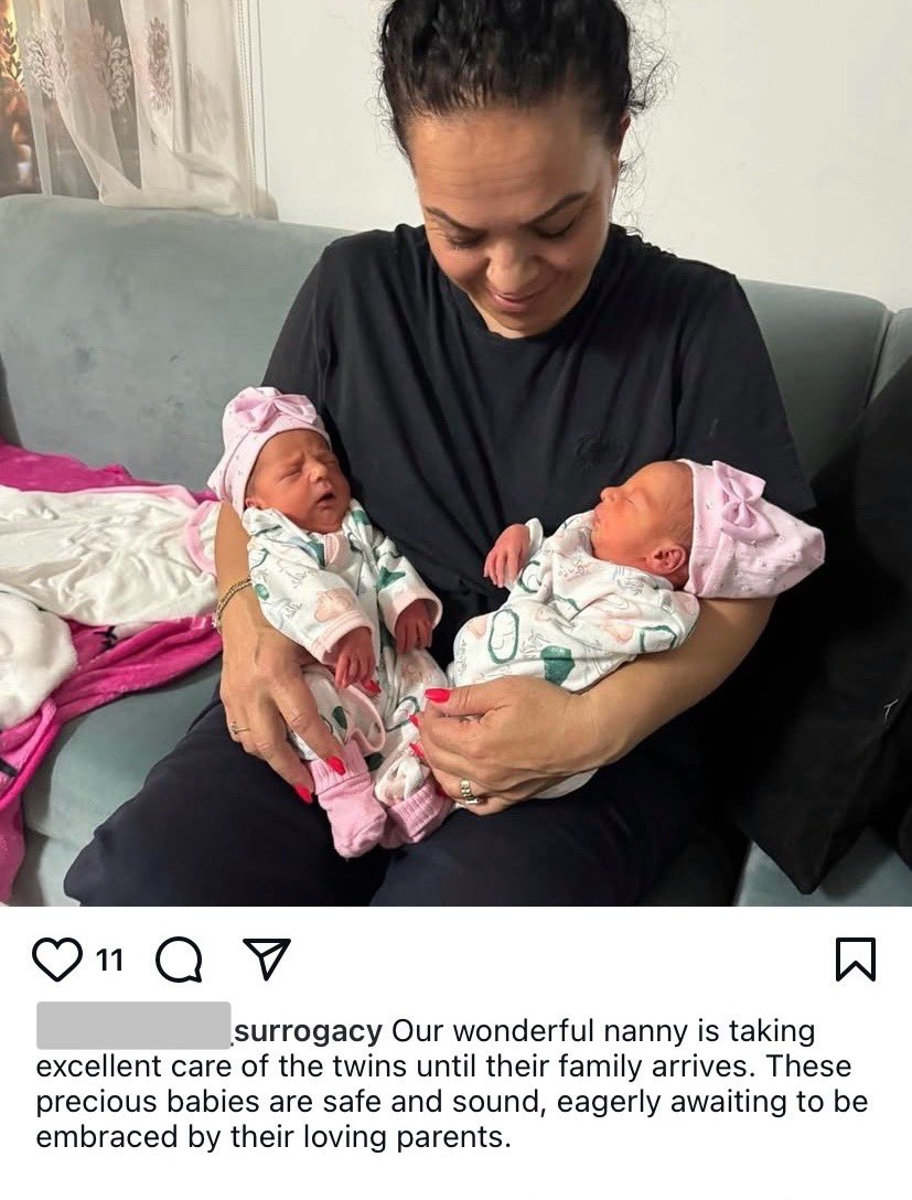 SurrogConcern's tweet photo. These twins are being cared for by a nanny until the commissioning “parents” come to Mexico to collect them.
It’s not unusual in international surrogacy for baby buyers not to be present at the birth, or even in the same country for the first few weeks. https://t.co/Ee5ZC5qxJp