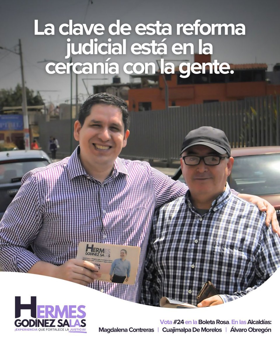 HermesGS's tweet photo. Con esta reforma judicial las personas juzgadoras serán cercanas a su comunidad. Porque sus decisiones impactan directamente en la vida de las personas y en la construcción de una sociedad más justa.
.
.
#Candidato #HermesGodínez24 #VotoLibre #JusticiaConRumbo https://t.co/FsJTBbwmgb