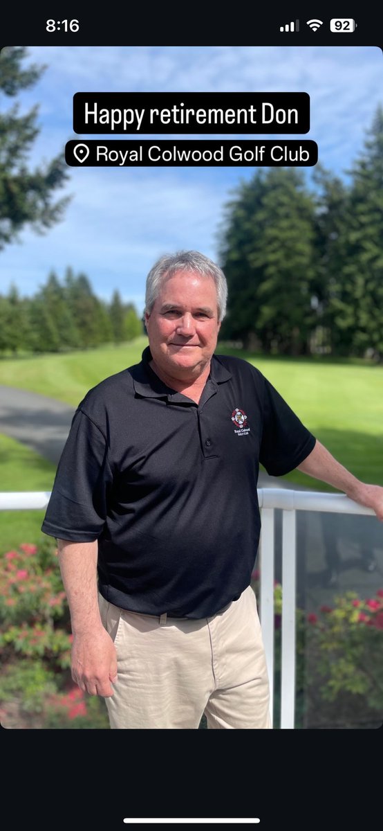 Congrats on an amazing legacy at <a href="/RoyalColwoodGC/">Royal Colwood Golf Club</a> <a href="/DonSinglehurst/">Don Singlehurst</a> 
Enjoy the years of retirement that are ahead! 👏 👏 👏
