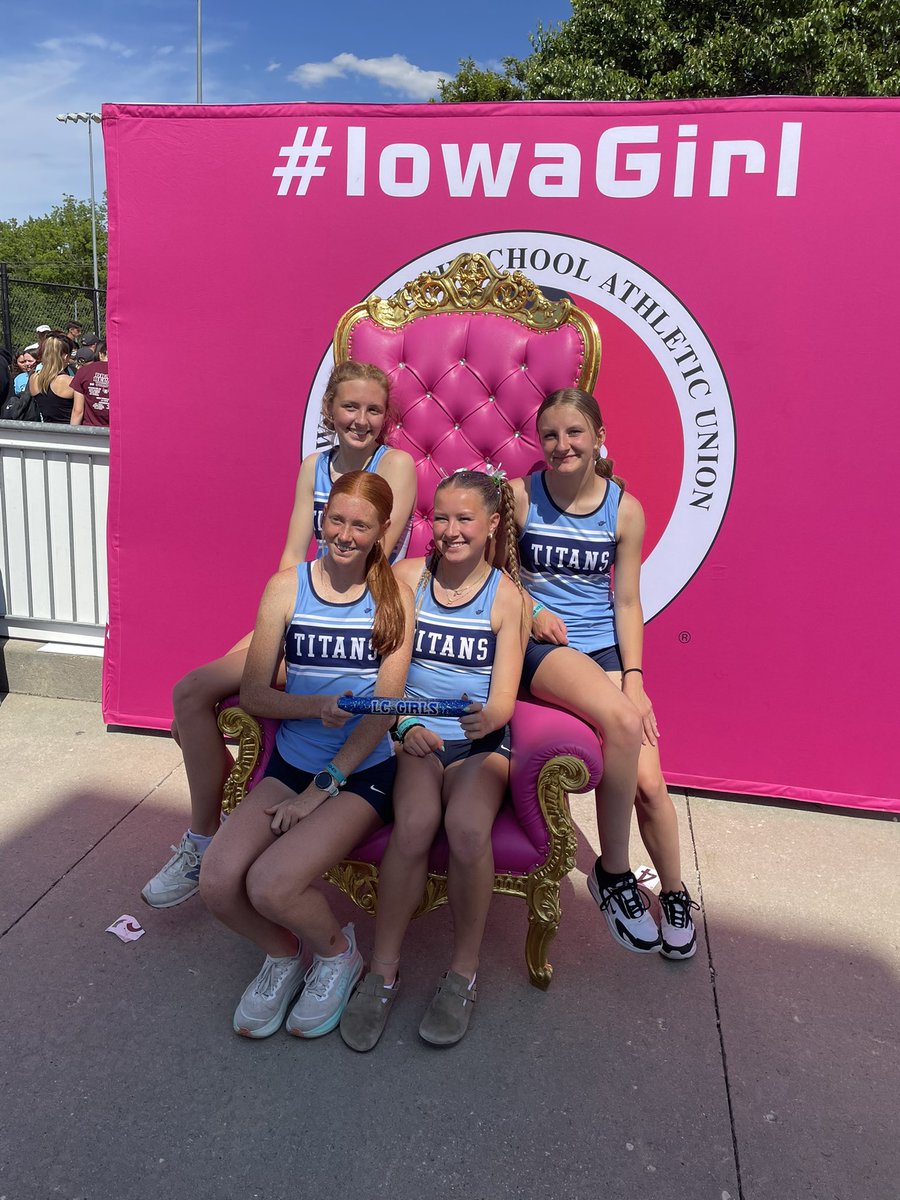 TitanGirlsTrack's tweet photo. In the 4A distance Medley Lewis Central placed 13th running their fastest time of the year by 4 seconds. The runners are: Payton Mathews, Emersyn Stull, Ryleigh Russo, and Madelyn Hoss. https://t.co/OvUPoFR2BO