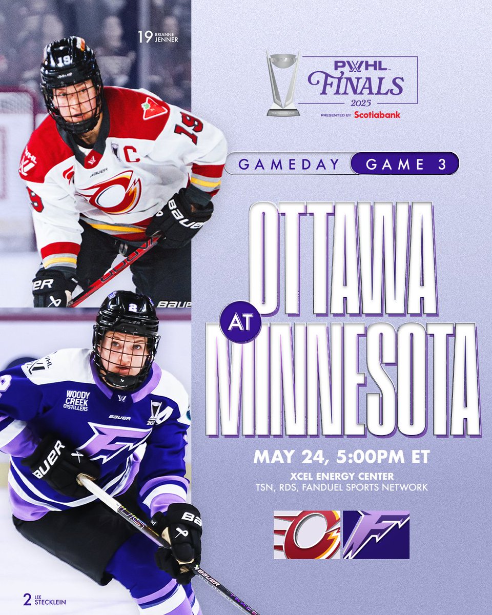 PWHL (@thepwhlofficial) on Twitter photo Series tied. Momentum up for grabs.
🆚 <a href="/PWHL_Ottawa/">x - Ottawa Charge</a> at <a href="/PWHL_Minnesota/">x - Minnesota Frost</a>
🕖 5PM ET
📍 Xcel Energy Center
📺 In Canada: TSN + RDS
📺 In MN Area: FanDuel Sports Network
📺 Outside of Canada: YouTube + thepwhl.com Series tied. Momentum up for grabs.
🆚 <a href="/PWHL_Ottawa/">x - Ottawa Charge</a> at <a href="/PWHL_Minnesota/">x - Minnesota Frost</a>
🕖 5PM ET
📍 Xcel Energy Center
📺 In Canada: TSN + RDS
📺 In MN Area: FanDuel Sports Network
📺 Outside of Canada: YouTube + thepwhl.com