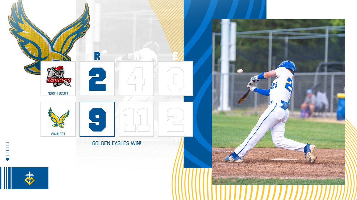 We take the Varsity nightcap from North Scott 9-2! Stille gives us a great outing in his varsity debut going 5.1 3 hitter with 1 ER! W Pierro and Nagelmaker finish off the combined 4 hitter. Schumacher, Huinker, and Elbert all with 2 hits! Cummer adds a double! Great team win!