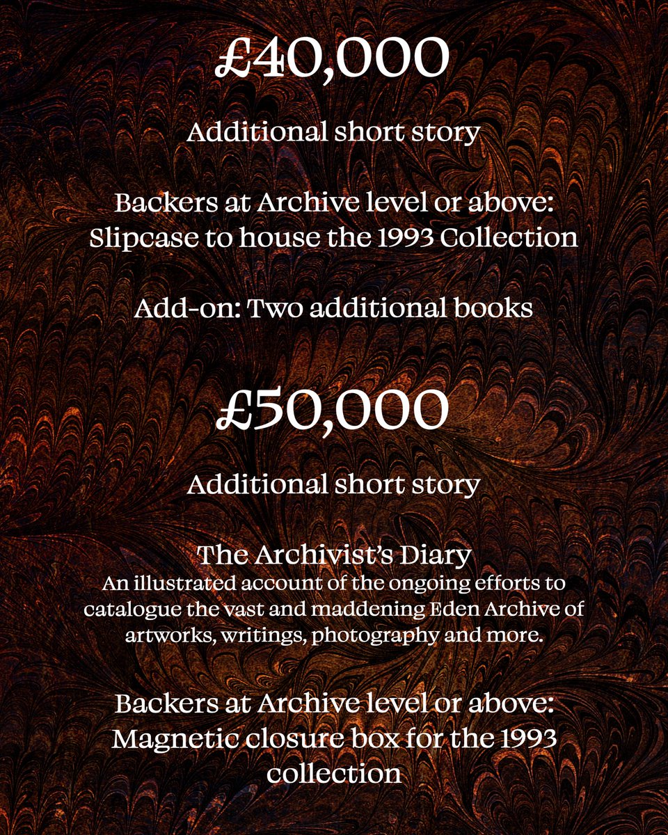 The Eden Book Society flew past the first stretch goal we set. Each new goal enables us to descend deeper into the archive. Check out our roadmap for rewards. 

kickstarter.com/projects/deadi…

#edenbooksociety #horrorbooks