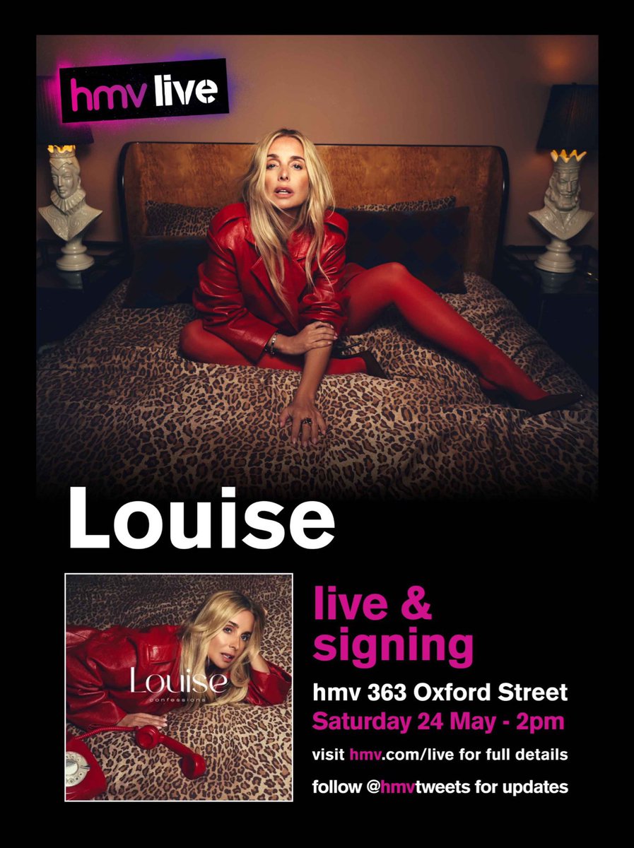 LouiseRedknapp's tweet image. Morning everyone if you’re coming along to the HMV Oxford St London show and signing today at 2pm please bring your questions for the Q&amp;amp;A on a piece of paper with your questions and name on them to pop in the hat on arrival ❤️☎️ 

See you there show starts at 2pm! 

xxx