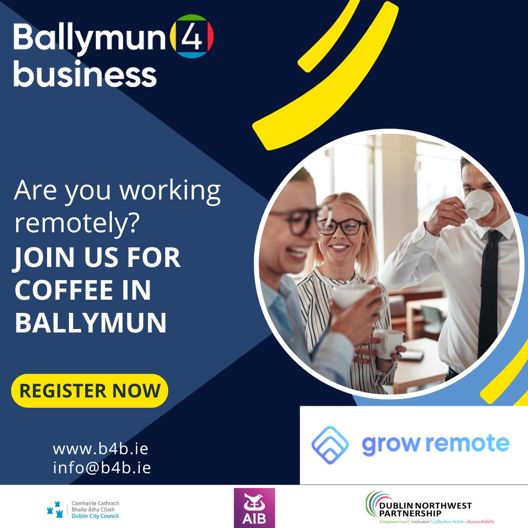 ☕ Ballymun Remote &amp; Hybrid Workers — This One’s for You!
Feeling a little too remote? Step out of your home office and into the community!

📍 The Rediscovery Centre
🗓 Friday 6th June
🕐 1–2pm

Let’s connect, Ballymun! 💬👥

Register for free here 👉 b4b.ie/network-events/