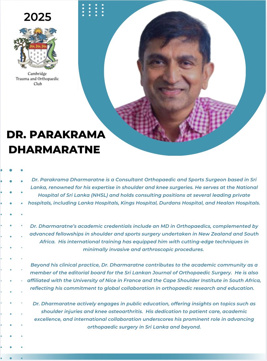 🚨 CTOC 2025 is less than 6 weeks away!
Register TODAY register.oxfordabstracts.com/event/75339 🎟️🔥
We’re also thrilled to welcome our next guest speaker: Dr. Parakrama Dharmaratne – a leading voice in Orthopaedics! Don’t miss it.
#CTOC2025 #IWMDuxford #Innovation #LeadershipMatters