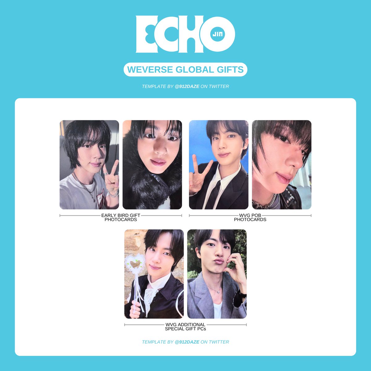 BTS JIN SEOKJIN ALBUM PC PHOTOCARD WL WISHLIST TEMPLATE