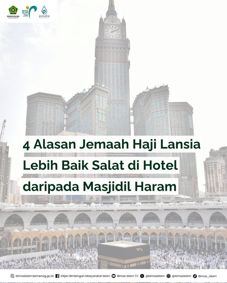 BimasIslam's tweet photo. Gimana hukum bagi lansia yang pilih salat di hotel saat naik haji?
Ibadah haji itu berat, membutuhkan tenaga ekstra untuk melakukannya. Saat musim haji, Masjidilharam juga padat.
Pahami baik-baik, yaa #TemanBimasIslam π
#bimasislam #sahabatreligi #haji #masjid #jemaah https://t.co/Bxda5fOS1X