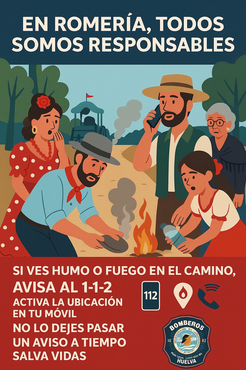 🌿🌺 Las romerías inundan la provincia en primavera.
🔥 ¿Ves humo o fuego? 👉 Llama al 112.
🔴 Un aviso a tiempo salva vidas.
#romeríasegura #prevención #seguridad 👨‍🚒👩‍🚒#bomberos #Huelva