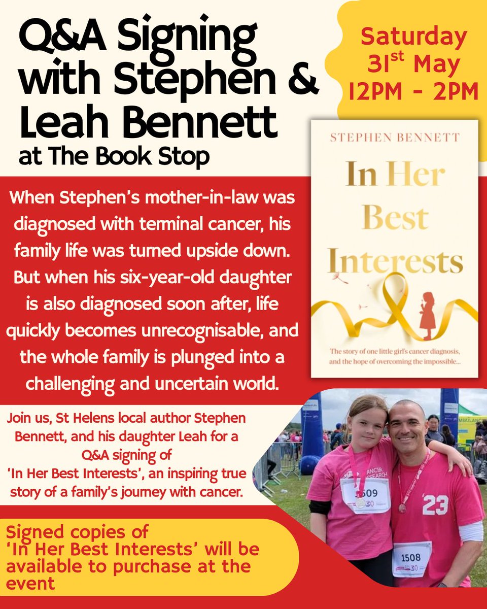 The Book Stops Here π (@sthbookstop) on Twitter photo ONE WEEK TO GO until our Q&A signing with local author <a href="/Ste_Bennett1/">Stephen Bennett</a> & his daughter Leah!
This incredibly moving book documents the journey of Stephen & his family grappling with the cancer diagnosis of his mother-in-law, and soon after his six-year-old daughter.
#indiebookshop ONE WEEK TO GO until our Q&A signing with local author <a href="/Ste_Bennett1/">Stephen Bennett</a> & his daughter Leah!
This incredibly moving book documents the journey of Stephen & his family grappling with the cancer diagnosis of his mother-in-law, and soon after his six-year-old daughter.
#indiebookshop