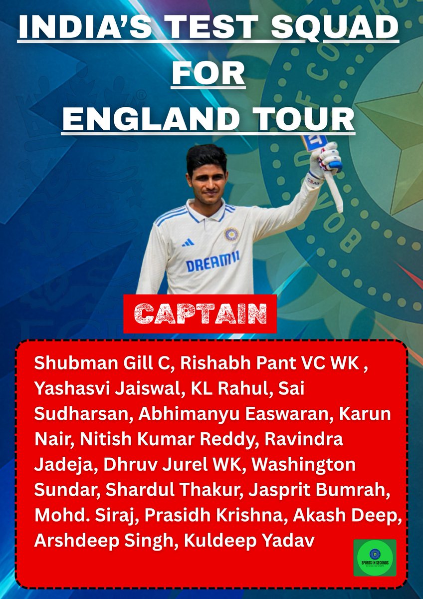 InsecSports's tweet photo. 🚨New Era🚨 Shubhman captain
#cricket #teamindia #shubamangill #ENGvIND https://t.co/w43GLHAfdZ