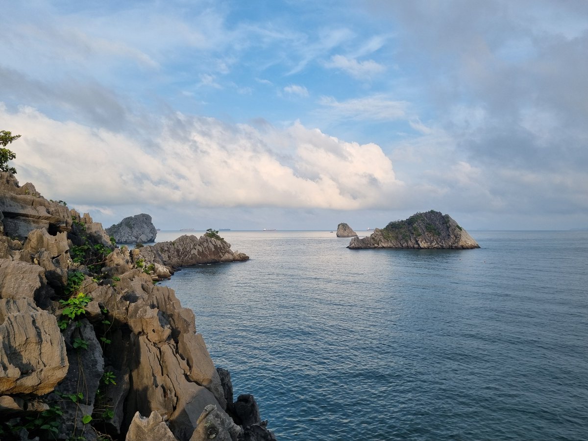 _MichaelHart's tweet image. A busy few weeks in Hanoi balanced with some time on the northeast coast. On the horizon, container ships leaving the port of Hai Phong.