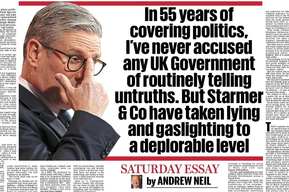 This says more about Andrew Neil than it does about Keir Starmer, tbh, that he stayed quiet whilst inveterate liar Boris Johnson and a whole gamut of rancid Tories destroyed the country.  Another bloated buffoon berating our country from foreign shores.