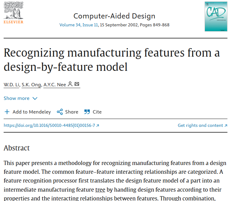Ong_Soh_Khim's tweet photo. Recognizing manufacturing features from a design-by-feature model https://t.co/NLoFOL6Prv 
#digitalization #AI #ArtificialIntelligence  #Collaborative #Simulation #optimization #distributedmanufacturing #virtualenterprise #feature #recognition #CAD #Design https://t.co/z8zuEqHRYS
