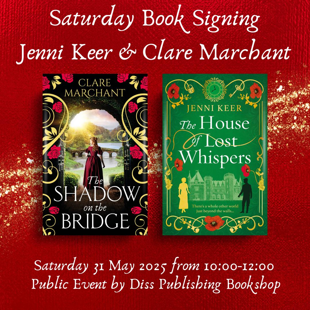 💙🕰️ Jenni Keer Author 🕰️💙 (@jennikeer) on Twitter photo NEXT SATURDAY!!!
Come and find <a href="/ClareMarchant1/">Clare Marchant Author</a> and me at #Diss bookshop (by the mere) in #Norfolk.
Our latest books will be available but do bring along any others you'd like signed. NEXT SATURDAY!!!
Come and find <a href="/ClareMarchant1/">Clare Marchant Author</a> and me at #Diss bookshop (by the mere) in #Norfolk.
Our latest books will be available but do bring along any others you'd like signed.