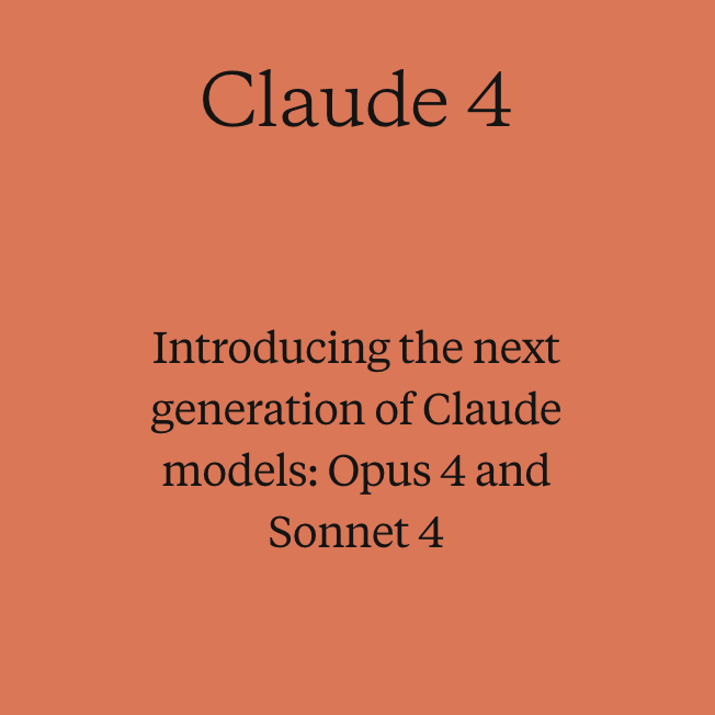 Claude Opus 4 and Claude Sonnet 4, setting new standards for coding, advanced reasoning, and AI agents. Please use my link to try: claude.ai/referral/vxJ8Q…