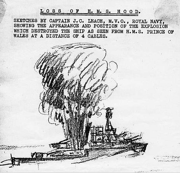 RealTimeWWII's tweet photo. The North Atlantic is wracked with a vast explosion: HMS Hood has been blown in two. Of 1,418 British crew, there are just three survivors, Ted Briggs one of them. Battleship Bismarck has her first kill. https://t.co/Mg9pawyqT0