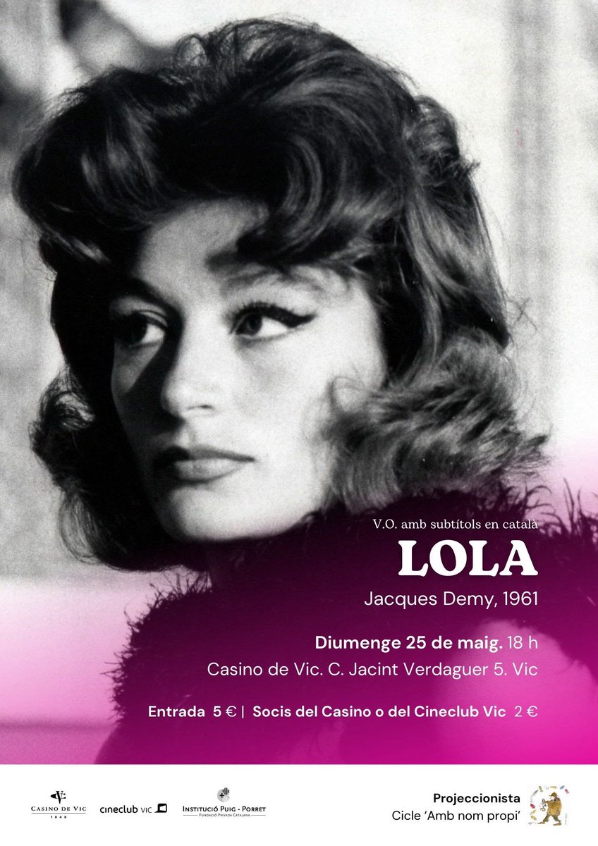 Montse_Ayats (@montseayats) on Twitter photo Iep, demà diumenge 25/5, nova sessió cinema al <a href="/casino_vic/">Casino de Vic</a> : “Lola”, de Jacques Demy Amb <a href="/cineclubvic/">Cineclub Vic</a> #AmbNomPropi Iep, demà diumenge 25/5, nova sessió cinema al <a href="/casino_vic/">Casino de Vic</a> : “Lola”, de Jacques Demy Amb <a href="/cineclubvic/">Cineclub Vic</a> #AmbNomPropi
