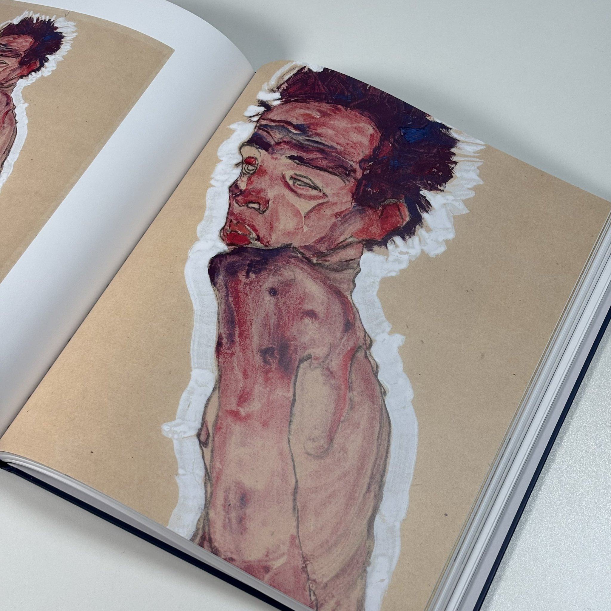 エゴン・シーレ、【首を傾げた自画像】、希少な画集画、状態良好