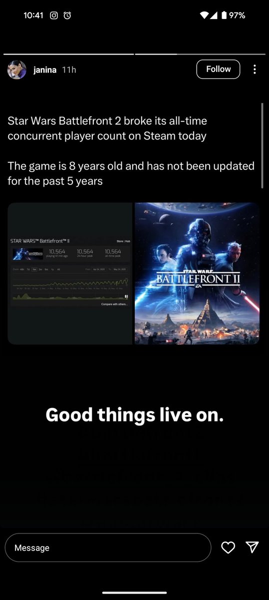 Iden Versio herself (Janina Gavankar) shares the new Steam player record 🔥🔥

#MakeBattlefront3