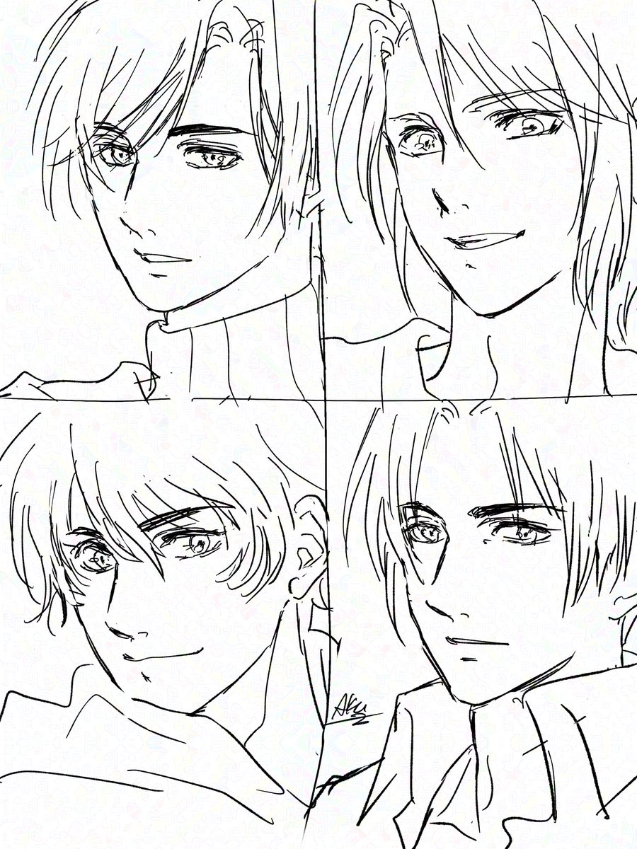 #皆さんラフと塗った後を見せてください
#illustration 
#絵柄が好みって人にフォローされたい 
#土日はフォロワーさんが増えるらしい 
パルマで4コマ目のフユオがまだいないので須田さんを入れました 