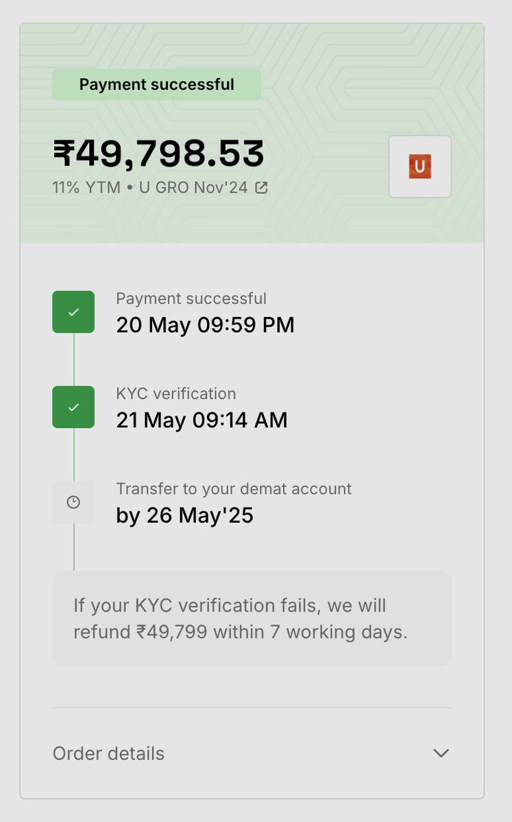 _shril_'s tweet photo. @WintWealth why there is a gap of 6 days between payment and transfer to the demat account?
I can see that the KYC is successful the next day. https://t.co/RcJsFJR7DQ