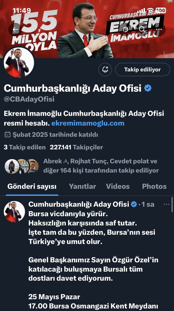Bir de ekran görüntüsü alarak deneyeceğim, adamın hesabı bilerek kısıtladıklarını düşünüyorum çünkü takipçi sayısı 200 bini asla geçemiyor. Adını bile yazmaktan kaçınıyorum, muhtemelen o tweetlerimiz de kısıtlanıyor. Bu resmi hesabı milyonlara çıkarmamız gerek artık, haydi.