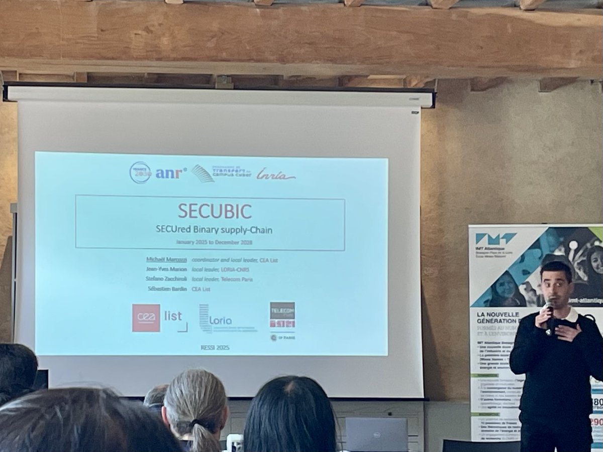 michaelmarcozzi's tweet image. Happy to have presented our SECUBIC project to the French research community in system security (RESSI&apos;25)!

🏠 secubic-ptcc.github.io
🧑‍🔬 @Seb_Bardin @Jean_YvesMarion Stefano Zacchiroli

Thanks to the RESSI organizers who had even provided a pool to finish my #OOPSLA reviews! 😇