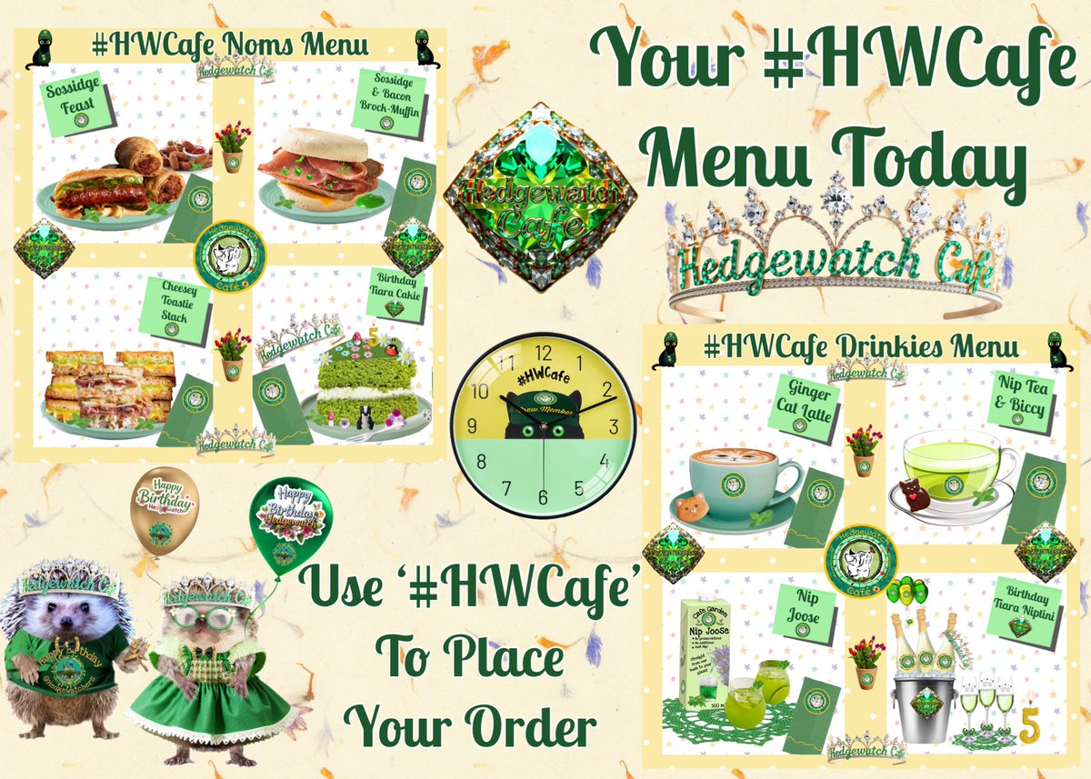 Time for a shift change with our team of Purristas and Emergency Paws (here for busy times). Enjoy our delicious menu⬇️&amp; meet with old pals and new😺To order, reply to this using #HWCafe to help us see you. X still hides our replies and your orders sometimes but we do our best🍽️