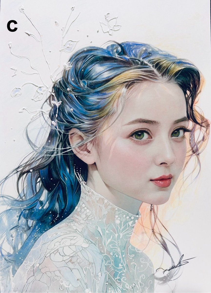 新作　色鉛筆画
青を基調とした女性の絵を3点制作いたしました♡
それぞれの絵に、青や水にちなんだ言葉で🩵🩵🩵
A.  瑠璃 (るり)
B.  水華 (すいか)
C.  蒼波 (そうは)
サイズ  210mm×297mm
額装  額縁外寸法:W313×H400×23mm
額装込み及び配送料込み
DMにて承ります♡
#まきむらゆうこ