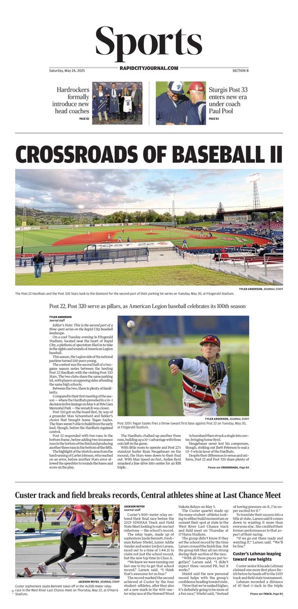 Tyler Anderson (@tyler_liger) on Twitter photo Part two of three drops tomorrow, and here's a sneak preview.
Part II of the "Crossroads of Baseball" series is the main feature for Saturday. We also have <a href="/JacksnReyes/">Jackson Reyes</a>' coverage of the Last Chance, along with his Post 33 preview. The new <a href="/GoHardrockers/">South Dakota Mines Athletics</a> coaches are on tap. Part two of three drops tomorrow, and here's a sneak preview.
Part II of the "Crossroads of Baseball" series is the main feature for Saturday. We also have <a href="/JacksnReyes/">Jackson Reyes</a>' coverage of the Last Chance, along with his Post 33 preview. The new <a href="/GoHardrockers/">South Dakota Mines Athletics</a> coaches are on tap.