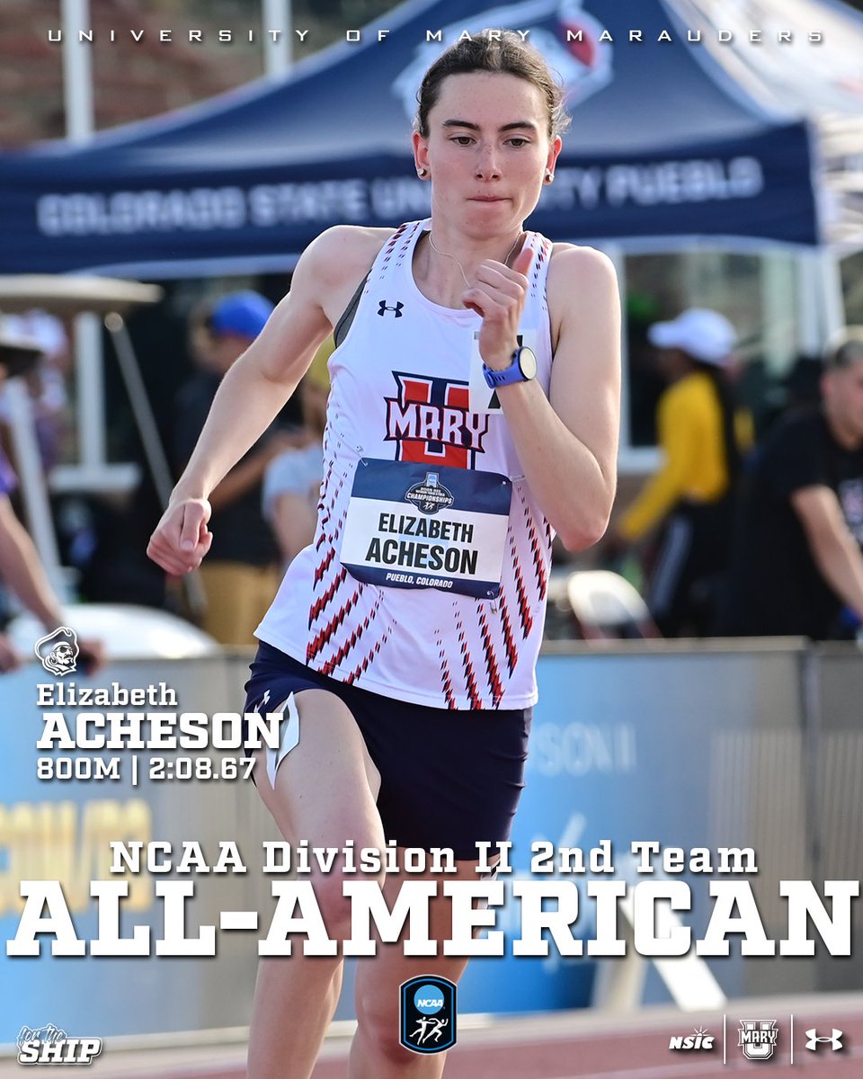 UMary Marauders (@umarysports) on Twitter photo ALL-AMERICAN! In her final race in the Blue & Orange, Elizabeth Acheson earned All-American honors for the 6th time in her <a href="/UMaryXCTF/">UMARY XC/TF</a> career, claiming 2nd team recognition in the 800m at the 2025 NCAA D2 outdoor track & field championships. #ForTheShip #LifeAtMary ALL-AMERICAN! In her final race in the Blue & Orange, Elizabeth Acheson earned All-American honors for the 6th time in her <a href="/UMaryXCTF/">UMARY XC/TF</a> career, claiming 2nd team recognition in the 800m at the 2025 NCAA D2 outdoor track & field championships. #ForTheShip #LifeAtMary