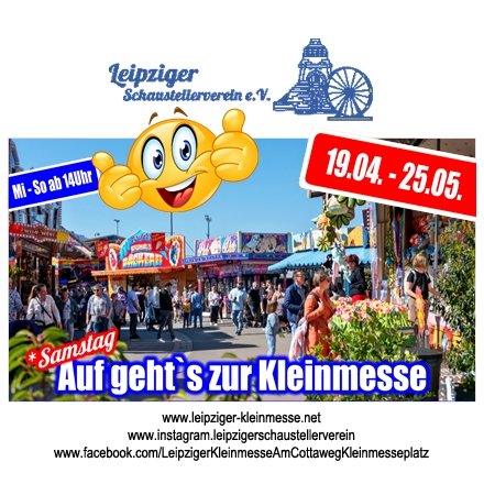 Kleinmesse's tweet photo. 🎠 𝐒𝐀𝐌𝐒𝐓𝐀𝐆: Genießt das letzte Wochenende auf der Frühjahrs-Kleinmesse. Wir haben nur noch bis zum 25.Mai 2025 für euch geöffnet! 🎡🎢

🔵 𝐖𝐢𝐫 𝐟𝐫𝐞𝐮𝐞𝐧 𝐮𝐧𝐬 𝐚𝐮𝐟 𝐞𝐮𝐫𝐞𝐧 𝐁𝐞𝐬𝐮𝐜𝐡 ✔

#Leipzig #Kleinmesse #Cottaweg #Schausteller #funny #funfair https://t.co/qSaCcyFgSh