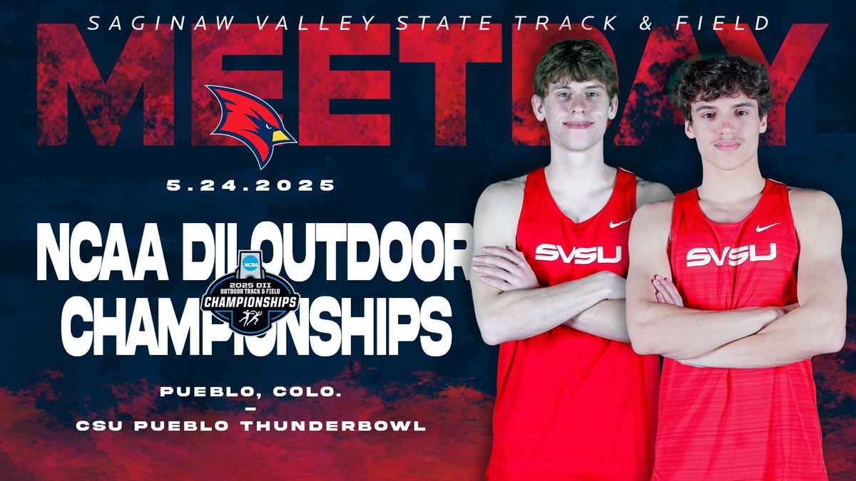 svsuathletics (@svsuathletics) on Twitter photo ๐จMEET DAY๐จ
๐โโ๏ธ <a href="/SVSU_XCTF/">SVSU XC & TF</a> ๐โโ๏ธ
๐: NCAA DII Outdoor Championships
๐
: May 24, 2025
๐: 4:45 PM EDT
๐: Pueblo, Colo.
๐บ: bit.ly/3wzQWru
#BeaksUp #GoCards #StandOut #SVSUTF ๐จMEET DAY๐จ
๐โโ๏ธ <a href="/SVSU_XCTF/">SVSU XC & TF</a> ๐โโ๏ธ
๐: NCAA DII Outdoor Championships
๐
: May 24, 2025
๐: 4:45 PM EDT
๐: Pueblo, Colo.
๐บ: bit.ly/3wzQWru
#BeaksUp #GoCards #StandOut #SVSUTF