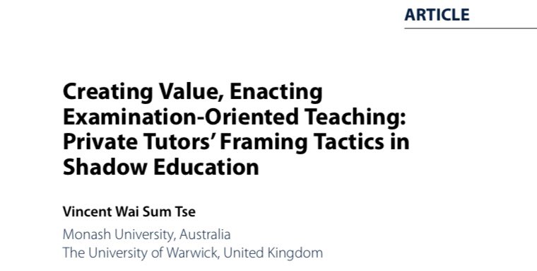 My article on private tutors’ interactional creation of values has now been published! I look at several framing tactics through which tutors construct their teaching as about the examination. 

utppublishing.com/doi/abs/10.313…