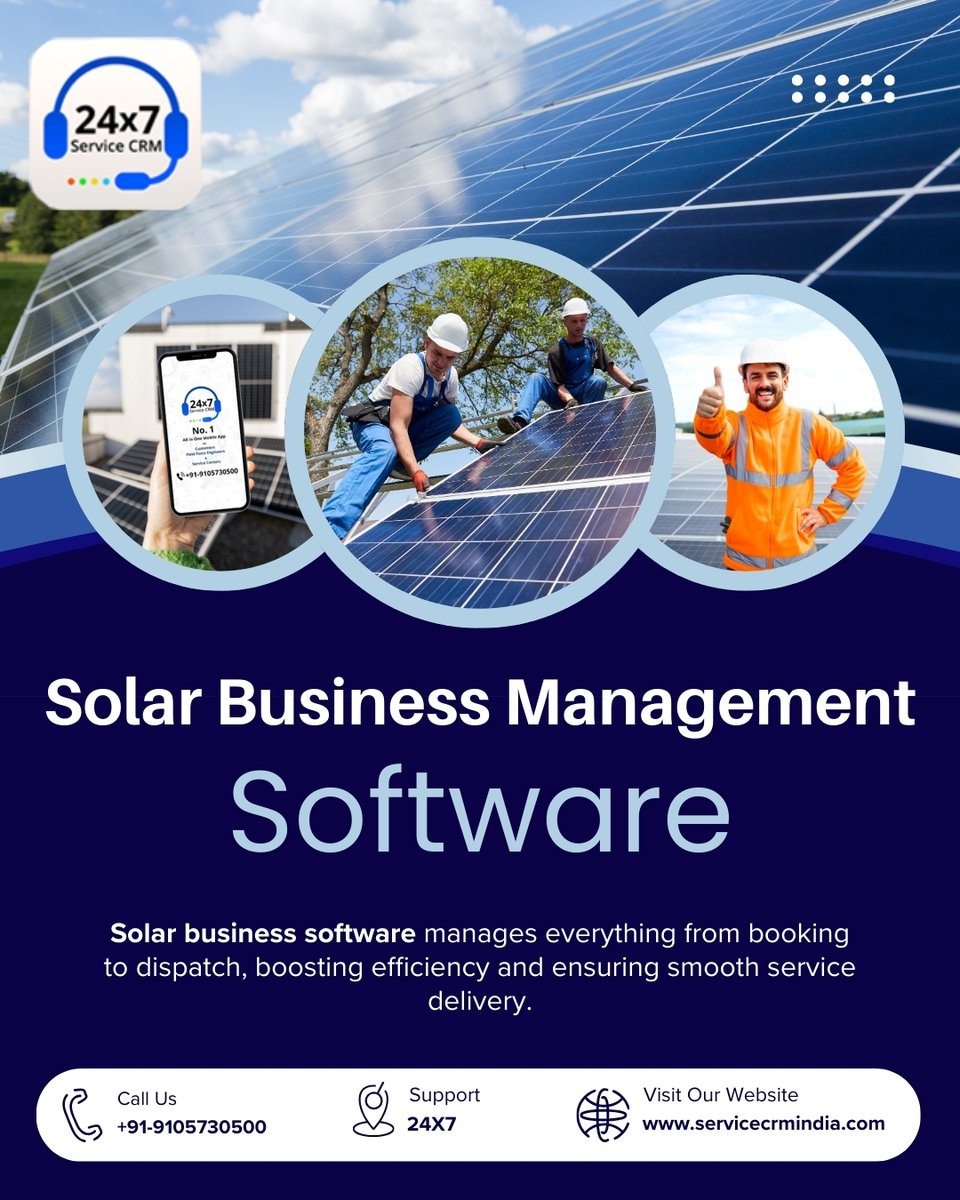 servicecrm24x7's tweet photo. #Solar Business Management Software boosts efficiency, improves #customersatisfaction, and ensures smooth service delivery – all from one powerful platform.
📞+91-9105730500
🌐https://t.co/wpIXs8ksUa
#SolarCRM #ServiceCRM #SolarBusinessSoftware #SolarManagement #ServiceCRMIndia https://t.co/VXOFUjiaWU
