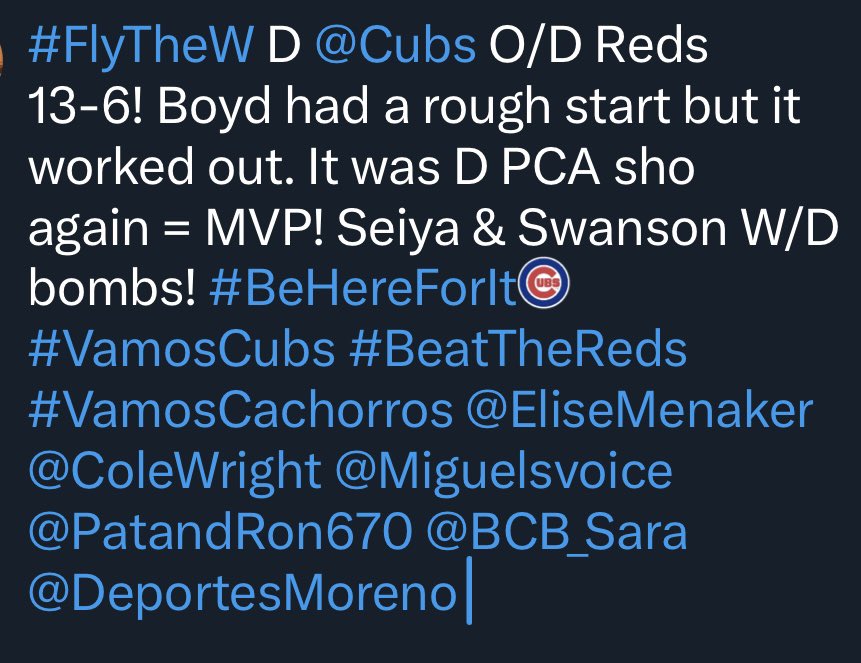 jworldmann's tweet photo. @Cubs @EliseMenaker @ColeWright @Miguelsvoice @PatandRon670 @BCB_Sara @DeportesMoreno @WatchMarquee @CHSN__ @omarramoslive @ClarktheCub @M_Montemurro @JackieKostek @ZachZaidman @J_Steele21 @xingonalove @MerdyWorld79 @susiecardenas30 @hotpinkcubsgirl https://t.co/fiEBxW3zad