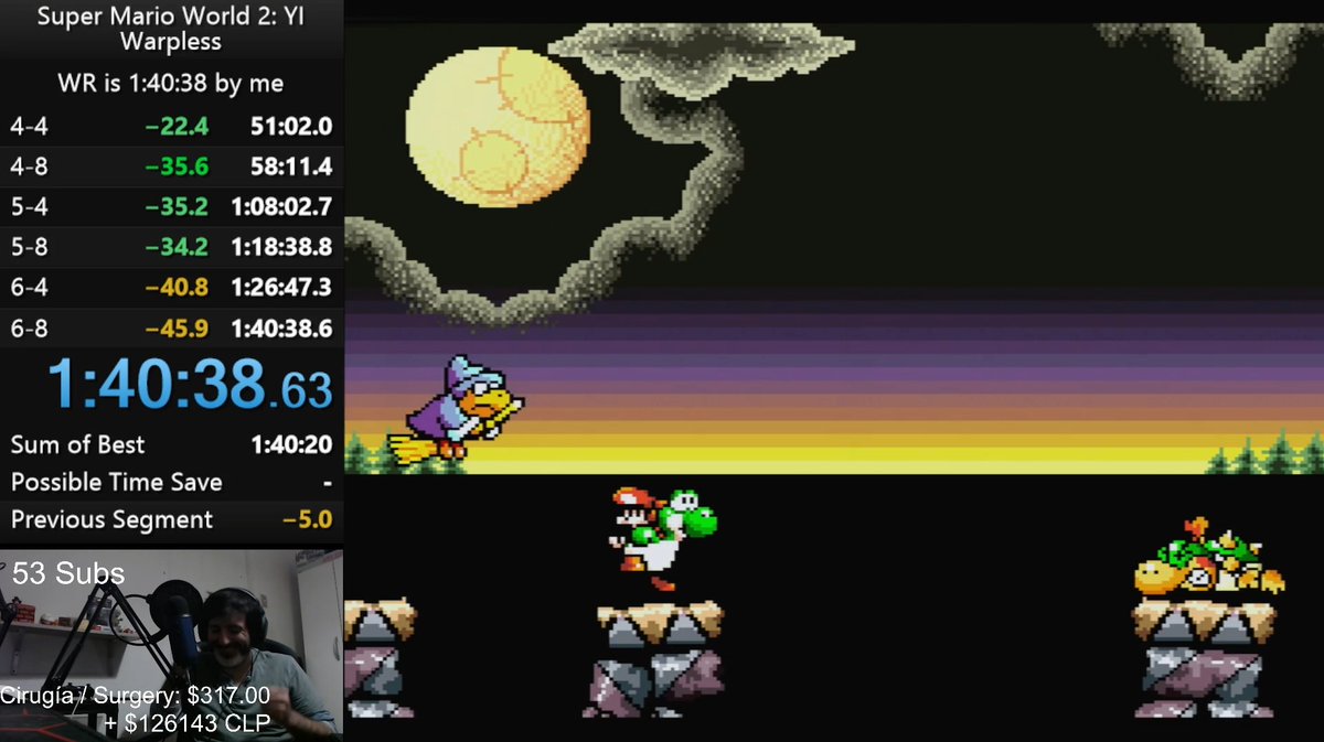 When i came back to this game i wasn't expecting to get a 1:40:3X. This was a truly unbelievable run.