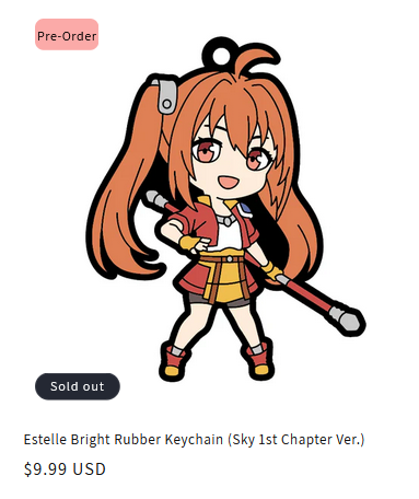 BracerGuildShop's tweet photo. Wow! The Estelle Bright rubber keychains are completely sold out! https://t.co/T2G0GqO0Xp