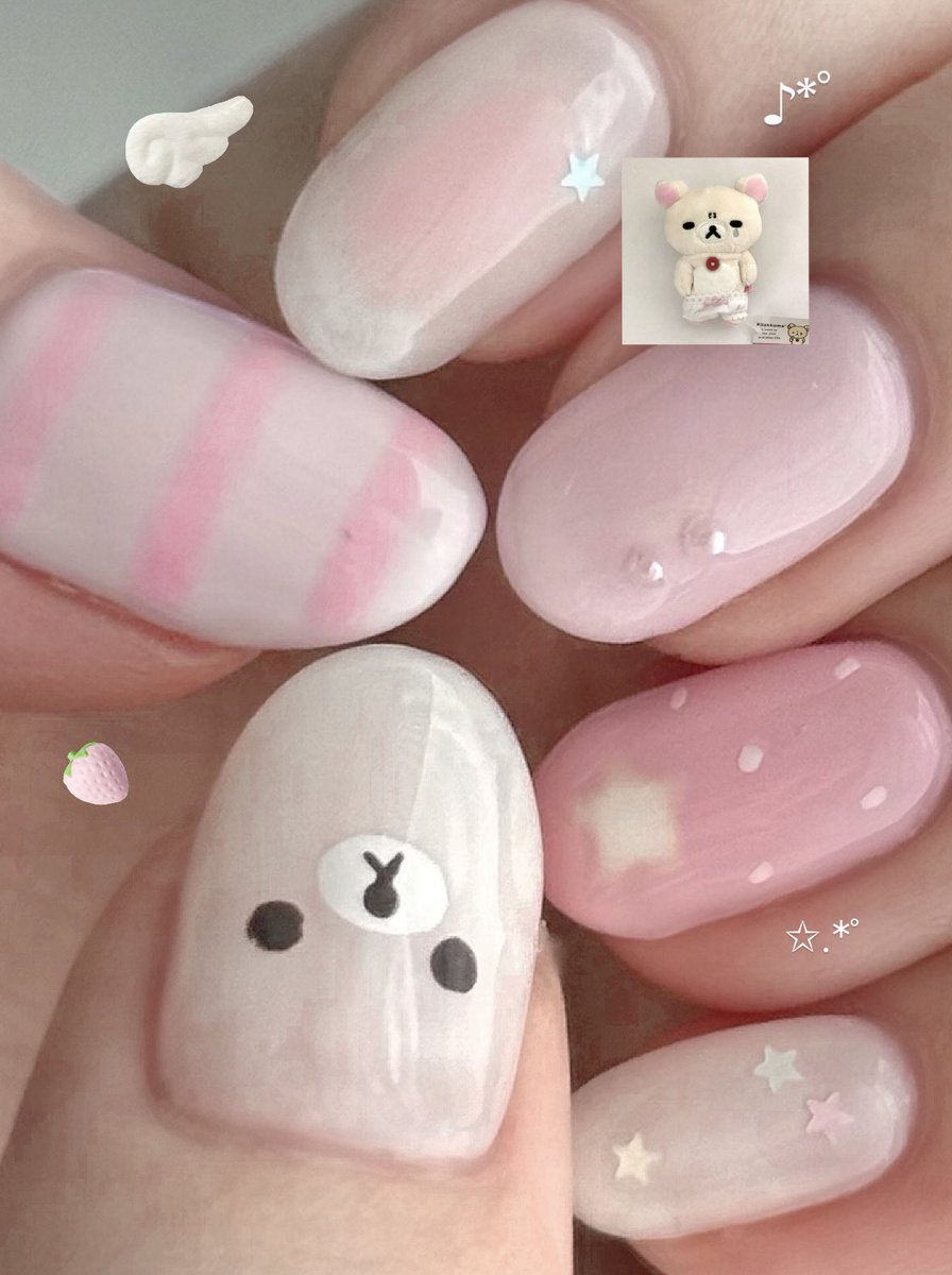 今月のネイル~ｺﾘとﾋﾟﾝｸ🍓♬.*ﾟ