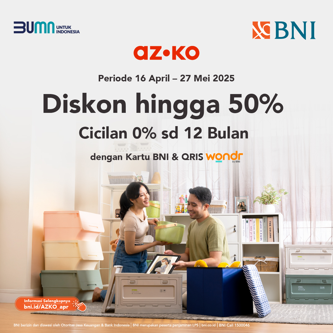 Buat rumah makin nyaman dengan cara yang lebih hemat! AZKO punya diskon seru buat kamu! 🎉 🏡✨

Dengan Diskon 50% dari AZKO, kamu bisa upgrade perlengkapan rumah tangga, mulai dari dekorasi favorit hingga perlengkapan dapur sehari-hari! Jadiin kebutuhan harian sampai keinginan