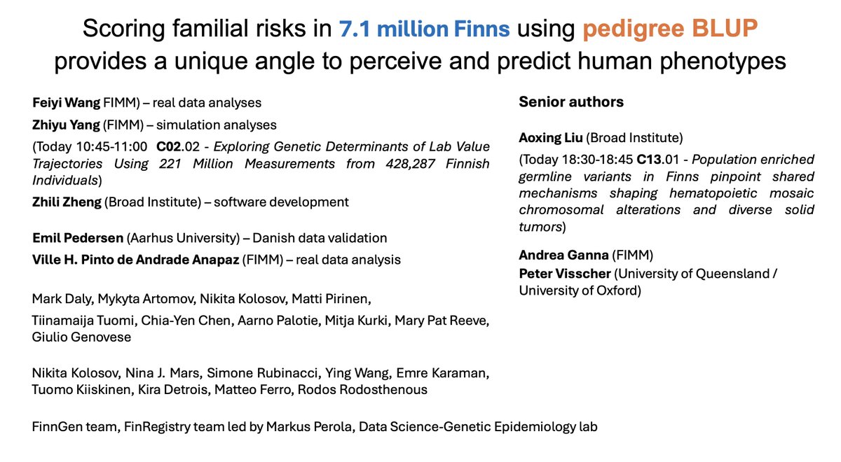 Hei, curious about how we use a pedigree-BLUP to estimate heritability and to construct family risk score for phenotype prediction? 👀🧬 Today, I will represent our team to present our work at #ESHG #ESHG2025 in Session C14  (Space 3, 18:30-20:00). Look forward to seeing you! 😀