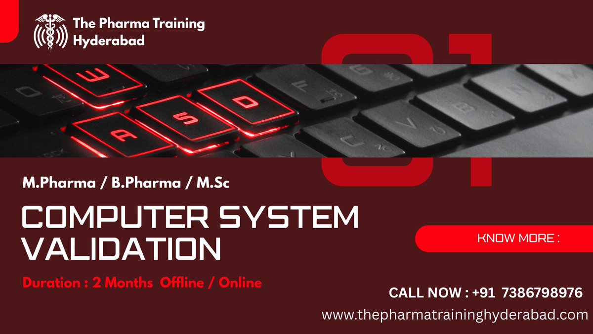 THEPHARMA378021's tweet image. The Pharma Training Hyderabad
thepharmatraininghyderabad.com
"Future-Proof Your IT Career with CSV – Now Hiring in Hyderabad!"
"Where Technology Meets Compliance – Explore CSV Jobs in Hyderabad."
#ComputerSystemValidation
#CSVJobs
#CSVHyderabad
#ValidationEngineer
#Pharma