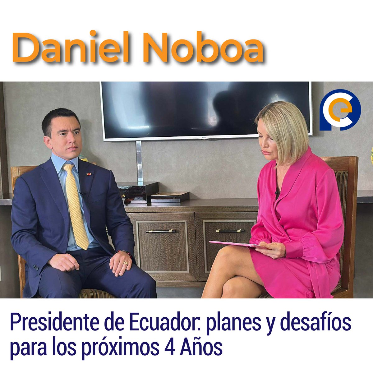 PrensaEc1's tweet image. Buscamos generar empleo y progreso con responsabilidad fiscal", afirma @DanielNoboaOk en entrevista exclusiva @visionariasec. Aquí su plan para Ecuador: prensa.ec/daniel-noboa-p… #Ecuador #NoboaGobierno