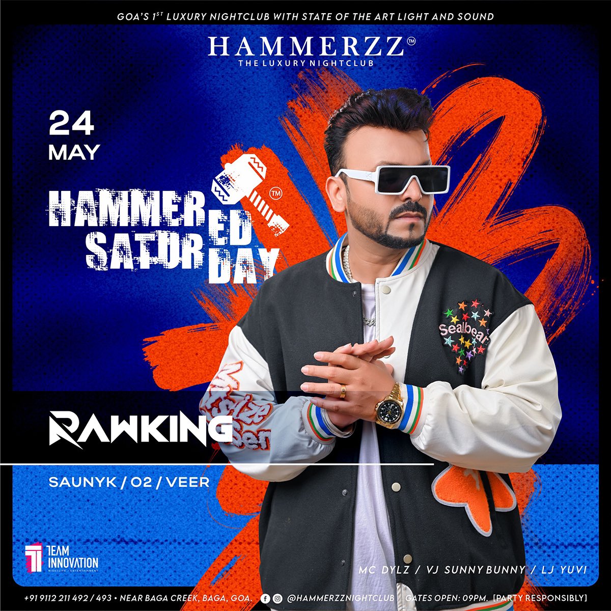Hammered Saturdays with Rawking, DJ Saunyk, and DJ Veer is  where the party really kicks off. The beats are loud, and the dance floor is waiting for you. Get ready to make memories, dance nonstop, and celebrate the weekend like never before. 

Reservations: 9112211491/92/93/94