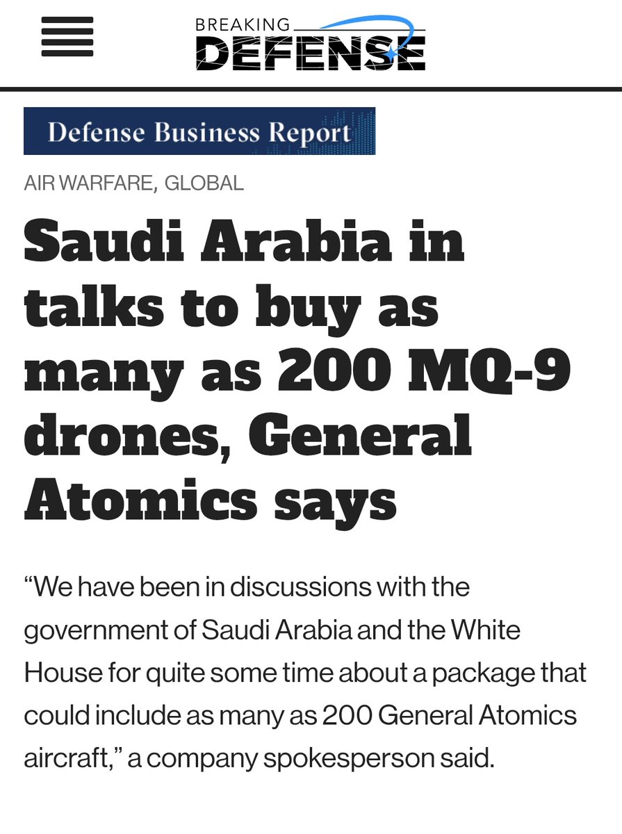 Saudi Arabia is about to throw down billions on 200 MQ-9 drones. That’s insane, money like that could’ve built them their own Baykar-style giant from scratch and kickstarted a homegrown defense industry. But no, they’d rather burn cash just to stay in America’s good graces.