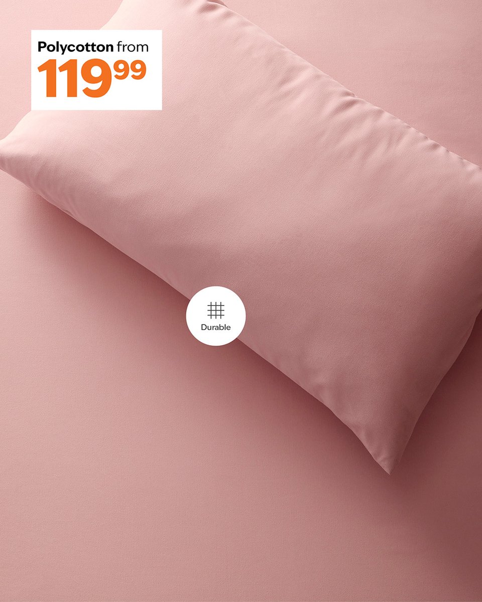 The everyday essential: our reliable and soft polycotton sheeting. Quality you can feel, value you'll appreciate. Click here bit.ly/4eyVtiv to shop now.

Polycotton Fitted Sheet 
S R119.99
3/4 R159.99
D R179.99
Q R199.99
K R229.99
